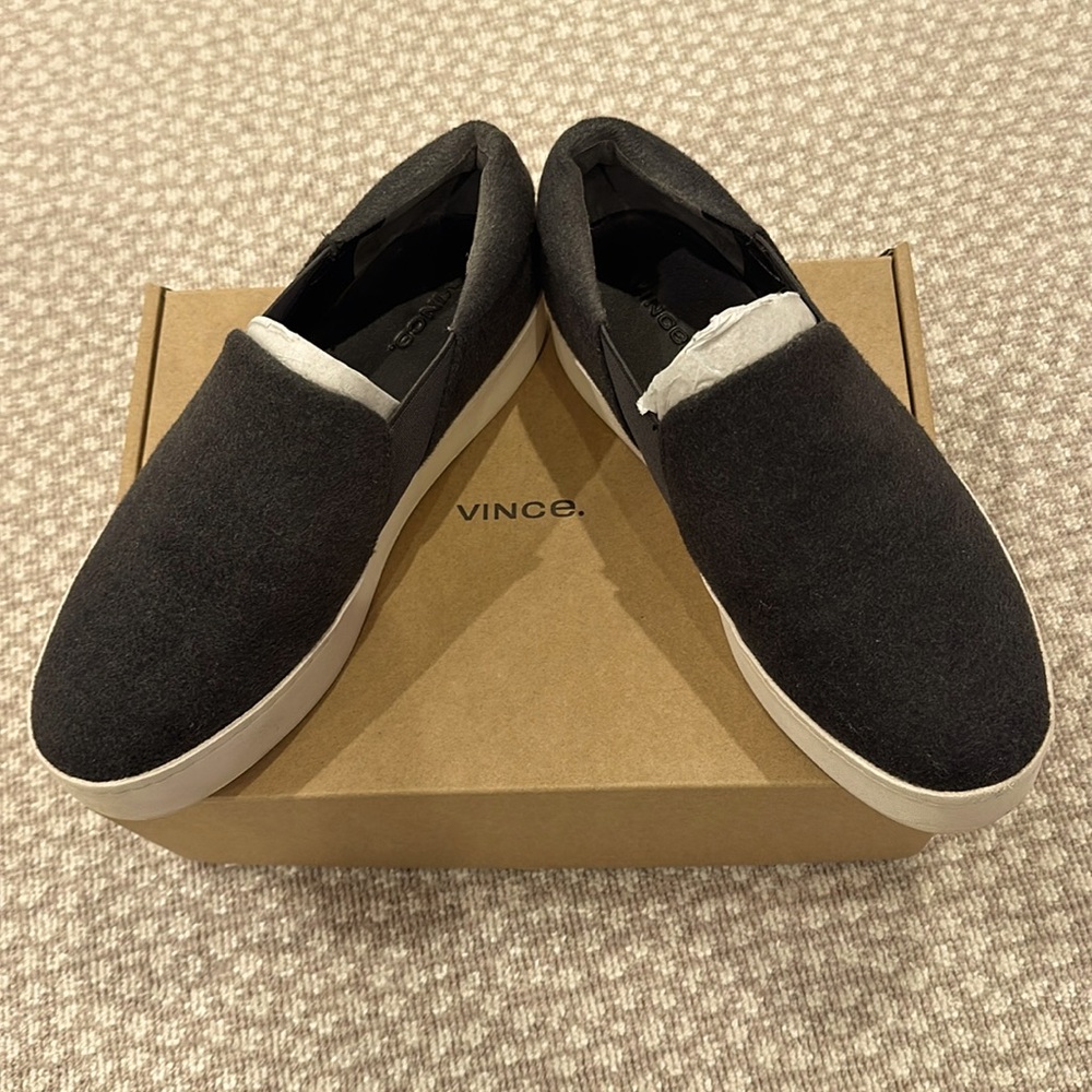 Vince Women's Warren Flannel Wool Platform Sneaker Slip On Grey US 8.5